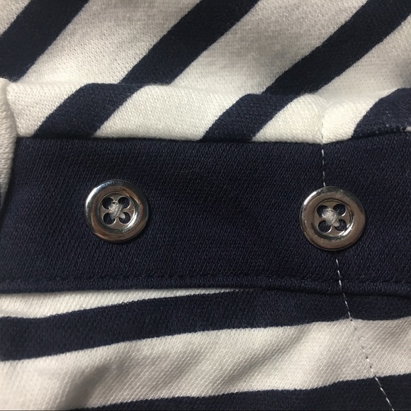 Karen Scott Boatneck Diagonal Stripes Naval Short Sleeve Top White Navy Medium - Picture 5 of 6